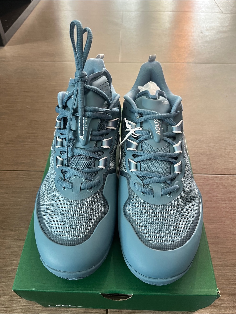 Lacoste Men’s AG-LT23 Blue/Light Gray Mesh Athletic Tennis Court Shoes